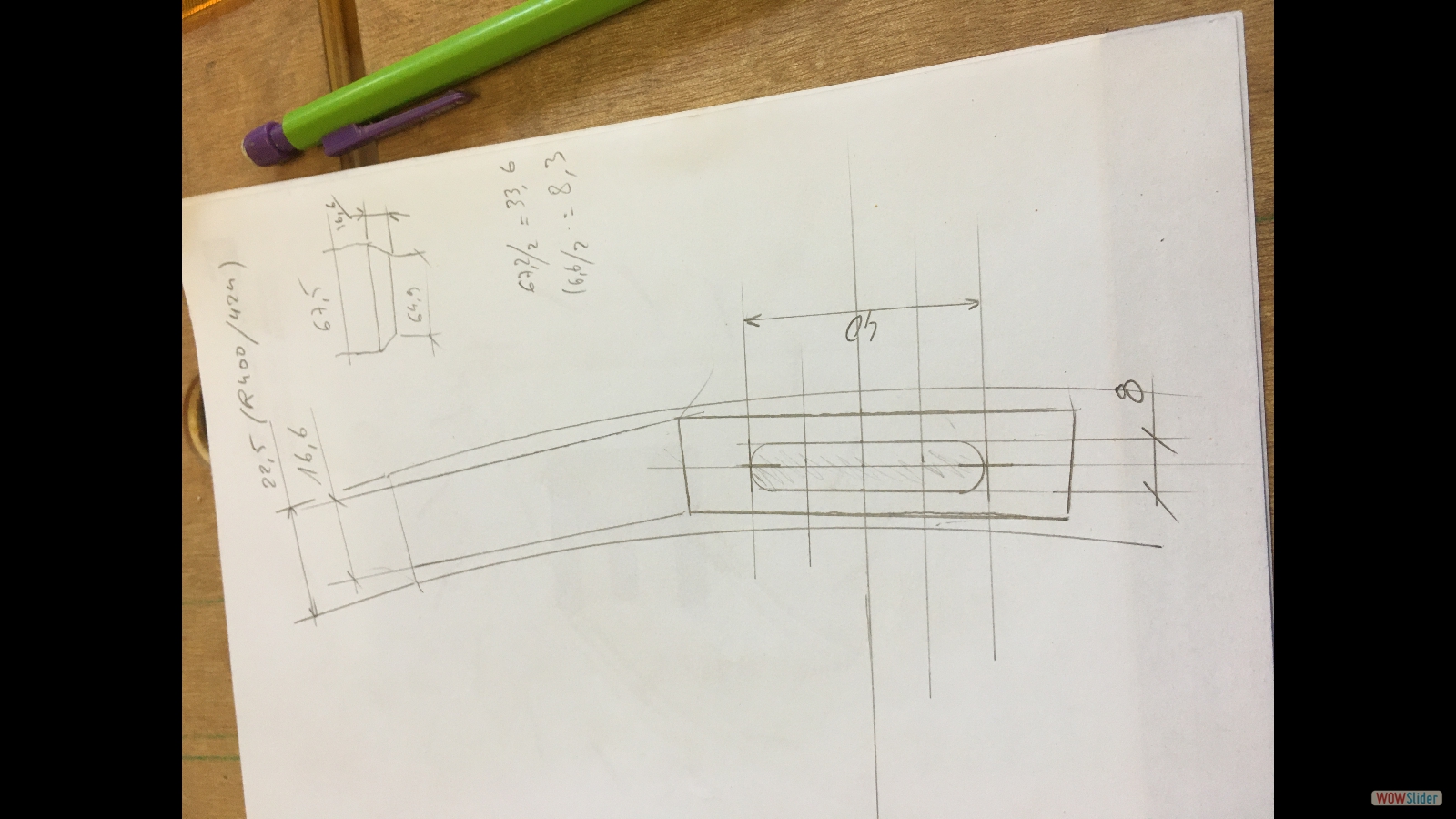 Croquis pour déterminer les dimensions Tenon/Mortaise.