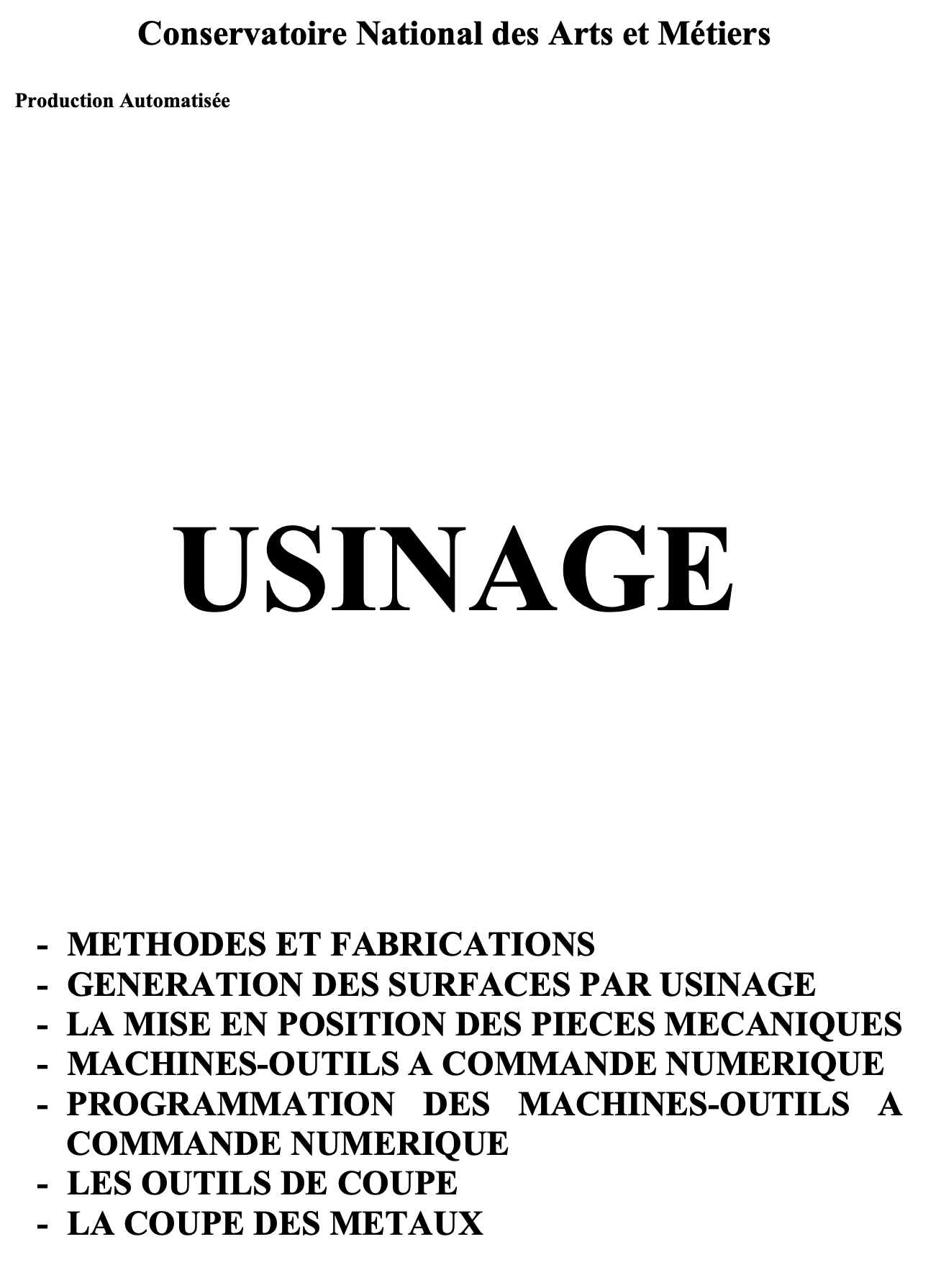 CNAM Production automatisée