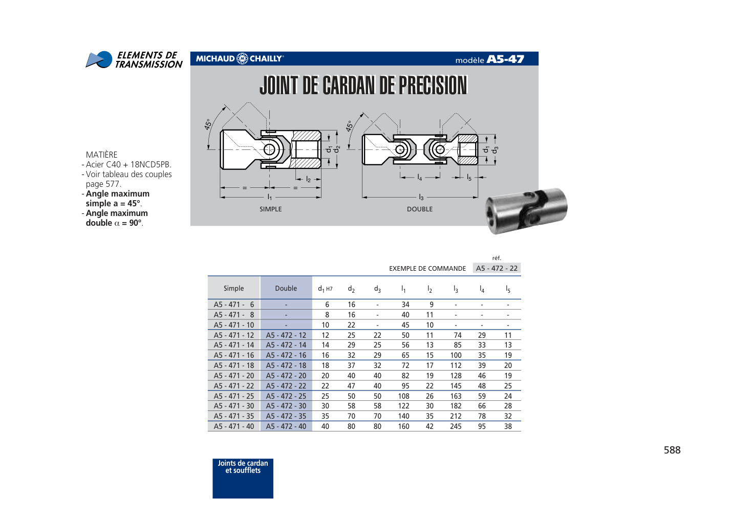 Joint de cardan de précision.